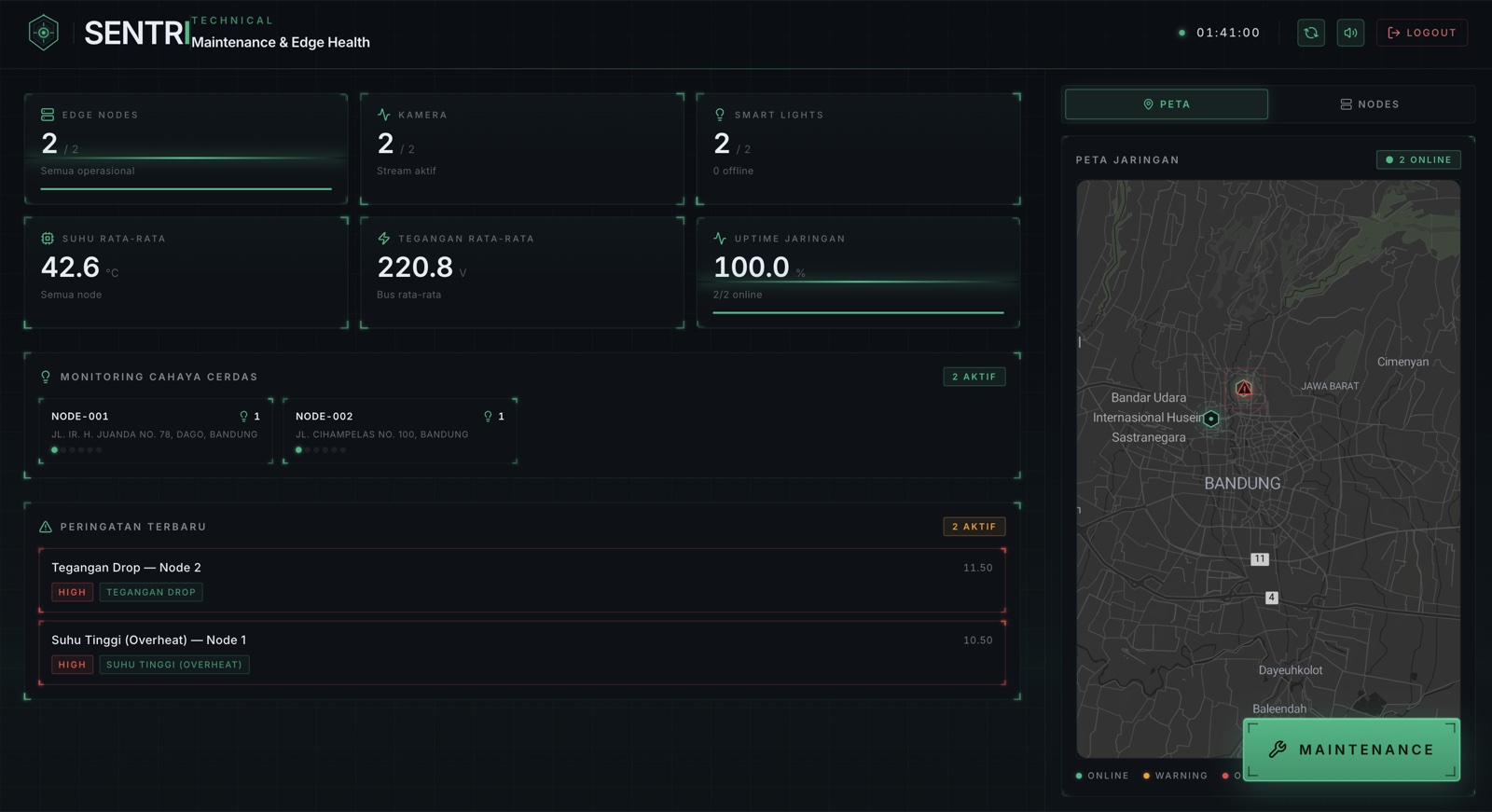 Actual SENTRI edge health screen